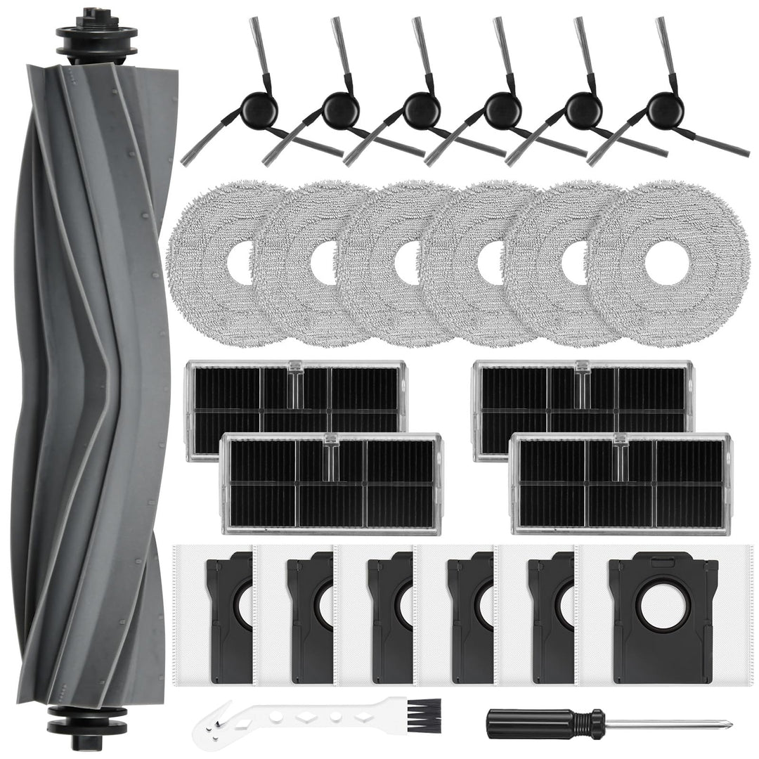 24 Stück Zubehör für Mova E40 Ultra Saugroboter, Ersatzteile set für E40 Ultra, 1 Hauptbürste, 6 Sta