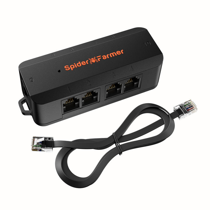 Spider Farmer GGS Pro Adapter, universeller 10 PortErweiterungs Hub mit RJ12-Kabel für das GGS Anbau