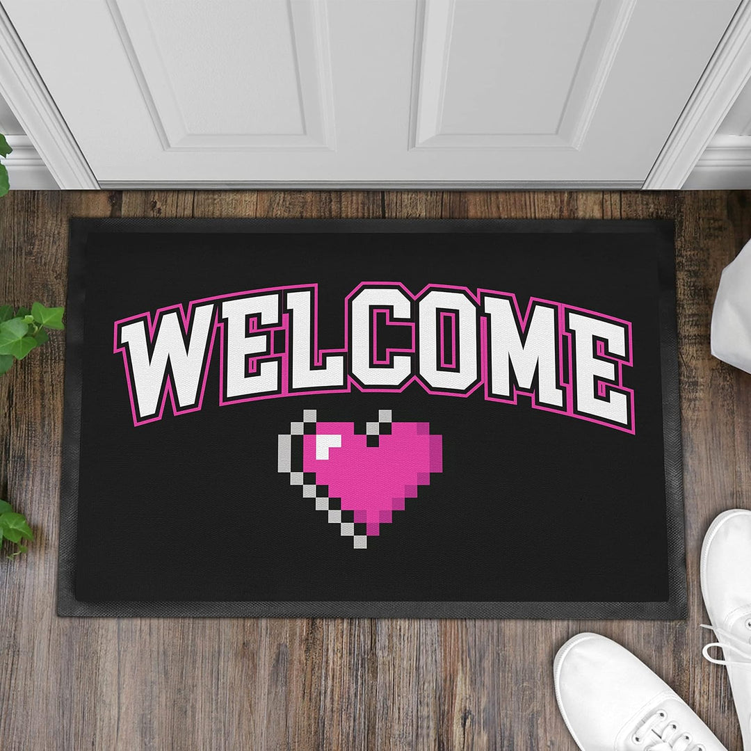 Trendation - Welcome Fussmatte Gamer Zocker Frauen Muster Willkommen Geschenk Aussen Innenbereich 60