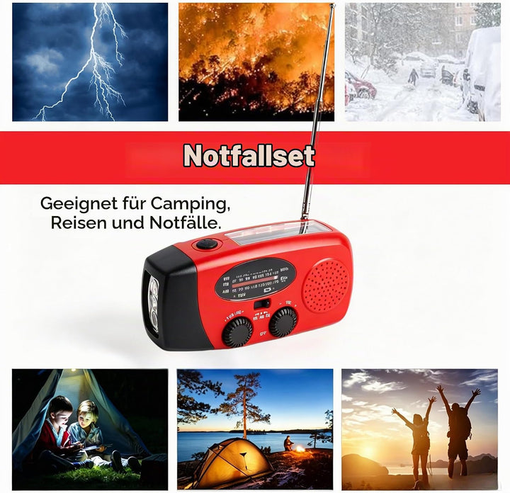 Notfall-Solarradio Solar Handkurbelradio AM/FM/NOAA Kurbelradio mit 1200mAh Akku Wiederaufladbare fü