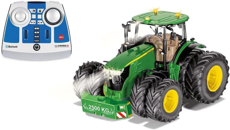 siku 6736, John Deere 7290R Traktor, Inkl. Fernsteuermodul, Grün, Metall/Kunststoff, 1:32, Ferngeste