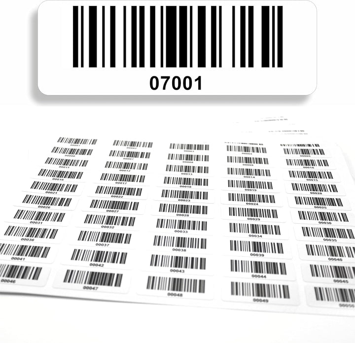 Barcodeetiketten 7001-8000 fortlaufend 5-stellig DGUV Prüfung Barcode Etiketten 1.000 Stck Strichcod