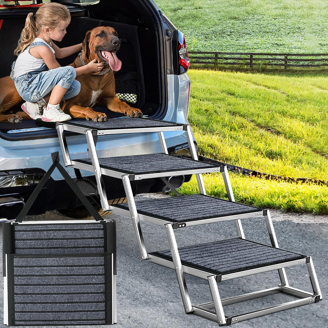 Extra breite 50,8 cm Faltbare Hunderampe für grosse Hunde, tragbare Aluminium-Haustierrampe mit Ruts