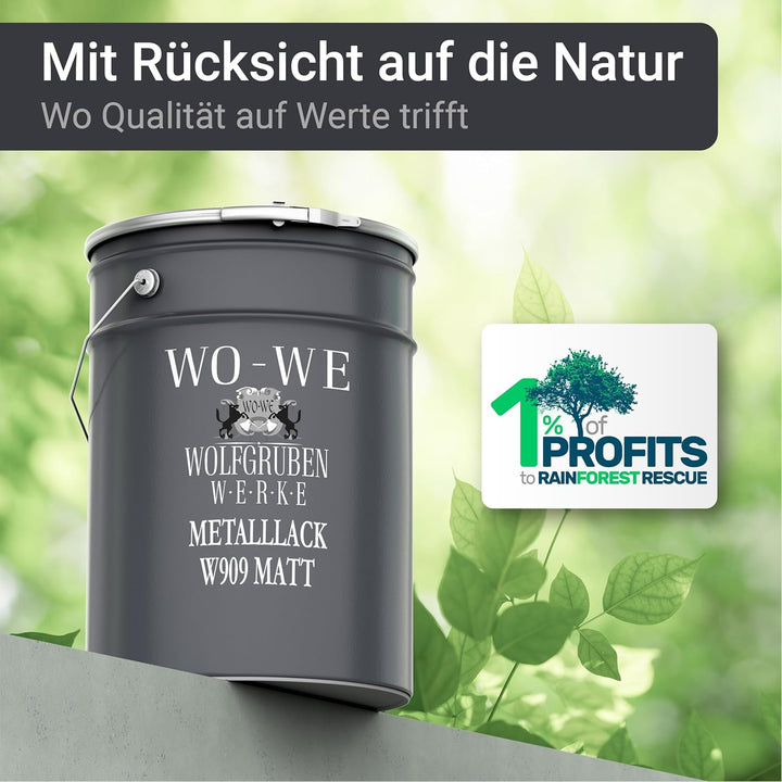WO-WE Metallschutzlack 4in1 Metalllack Metallfarbe Metallschutzfarbe MATT W909 Silbergrau - 2.5L Sil