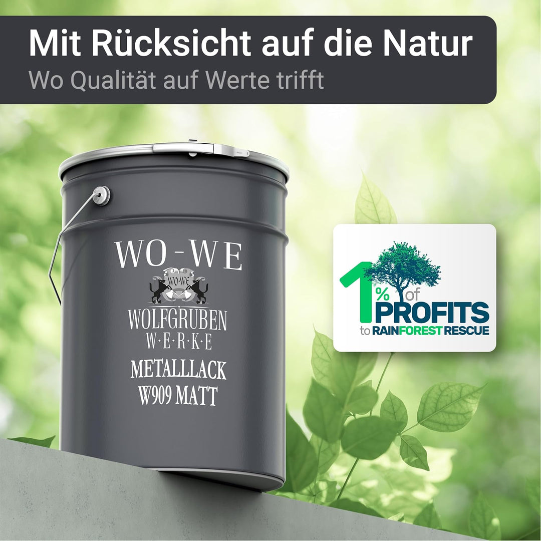 WO-WE Metallschutzlack 4in1 Metalllack Metallfarbe Metallschutzfarbe MATT W909 Anthrazitgrau - 2.5L