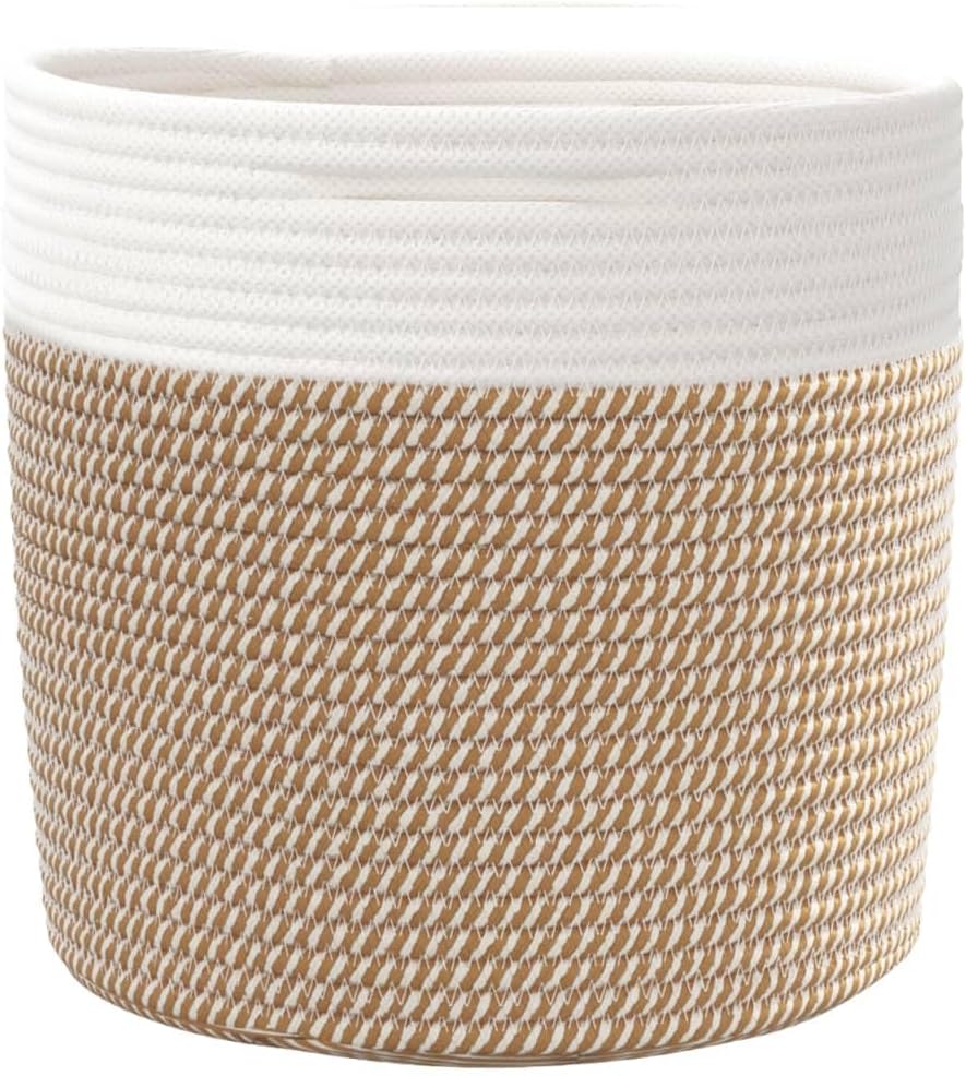 vidaXL Aufbewahrungskörbe 2 Stk. Braun und Weiss Ø28x28 cm Baumwolle Braun 28 x 28 cm, Braun 28 x 28