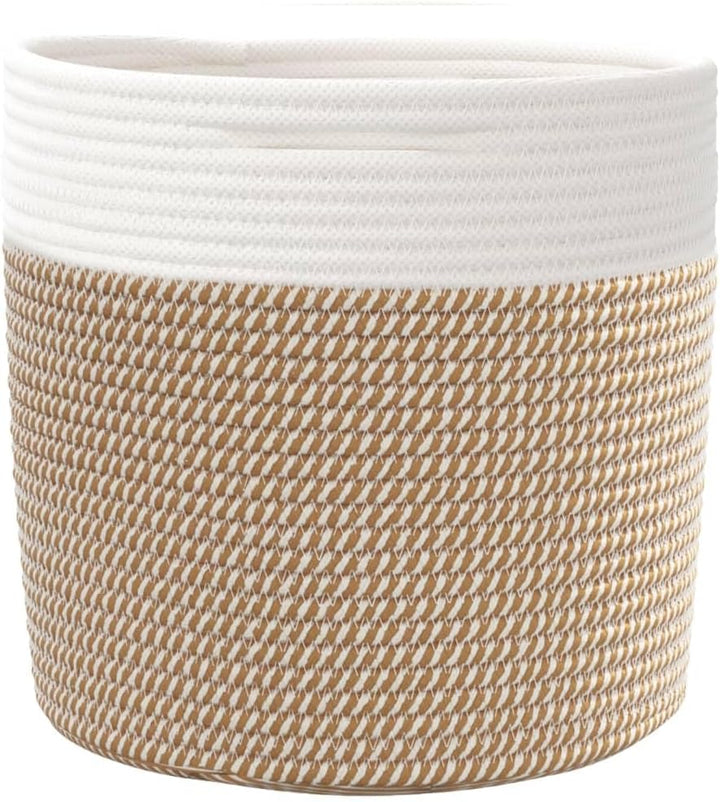 vidaXL Aufbewahrungskörbe 2 Stk. Braun und Weiss Ø28x28 cm Baumwolle Braun 28 x 28 cm, Braun 28 x 28
