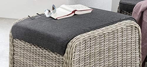 Destiny Lounge Hocker Casa Vintage Weiss Luna Palma Fusshocker Polyrattan Beinauflage