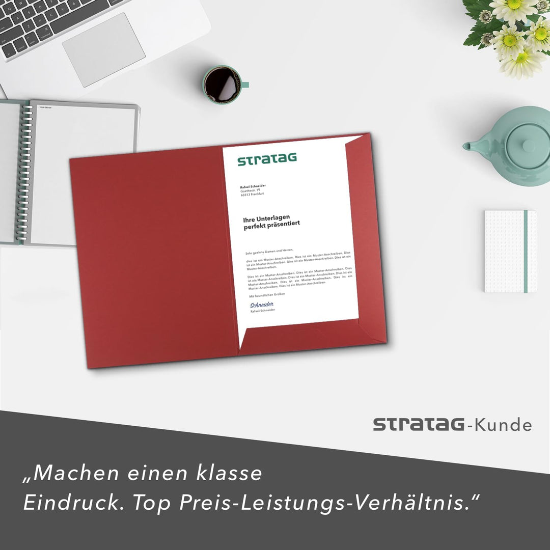 Präsentationsmappe A4 in Rubinrot 20 Stück (wählbar) - erhältlich in 7 Farben - direkt vom Herstelle