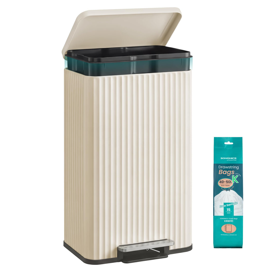 SONGMICS Mülleimer Küche, 50 Liter, Abfalleimer mit Pedal, Tretmülleimer mit Deckel, Softclose, Inne