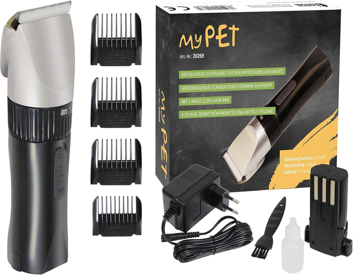 Eider Schermaschine MyPet für Hunde, Katzen & Kleintiere - mit Keramik-Scherkopf und 2 Akkus - handl