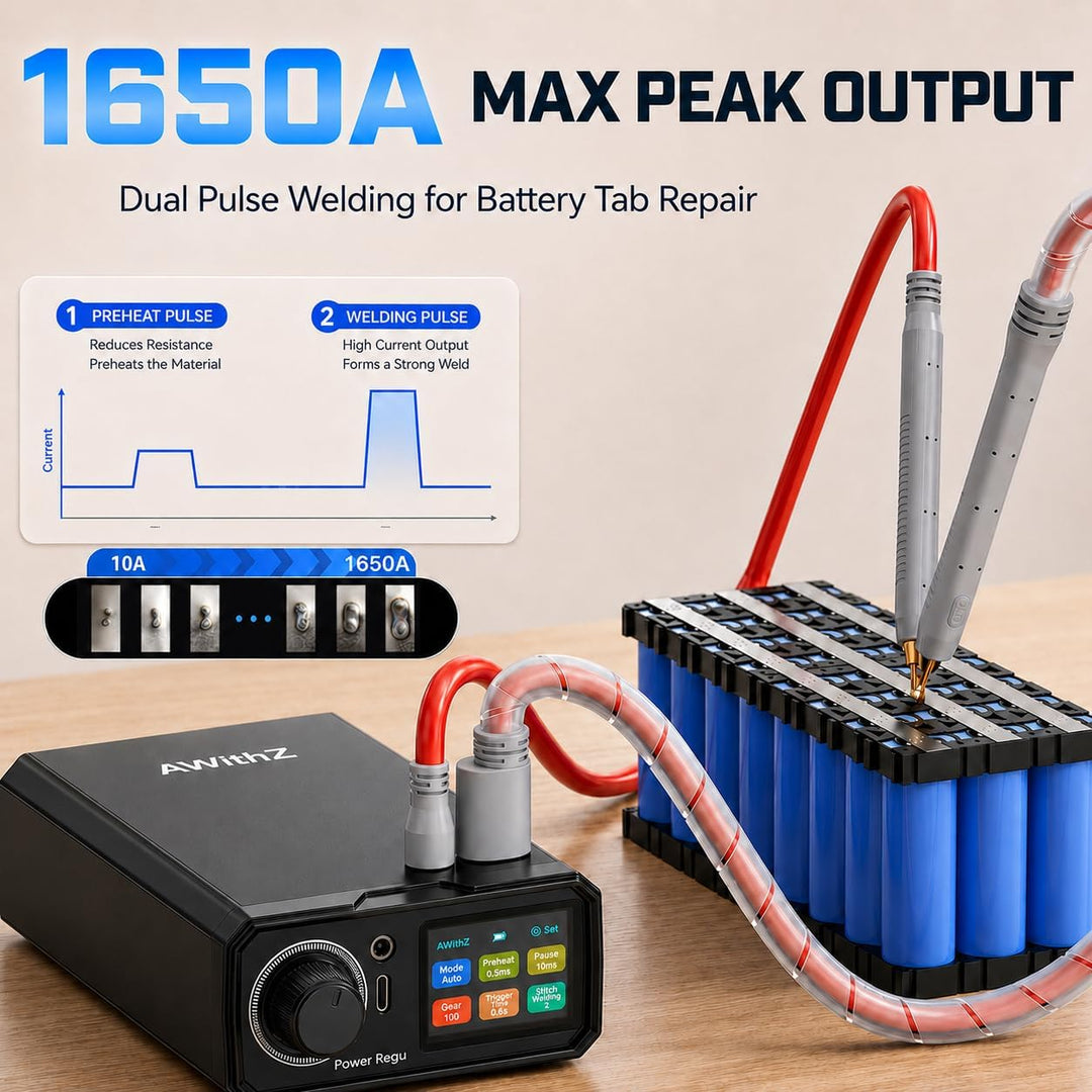 UK3 Tragbares Akku Punktschweissgerät: 10000mAh, 1650A maximale Dual-Puls-Punktschweissmaschine mit
