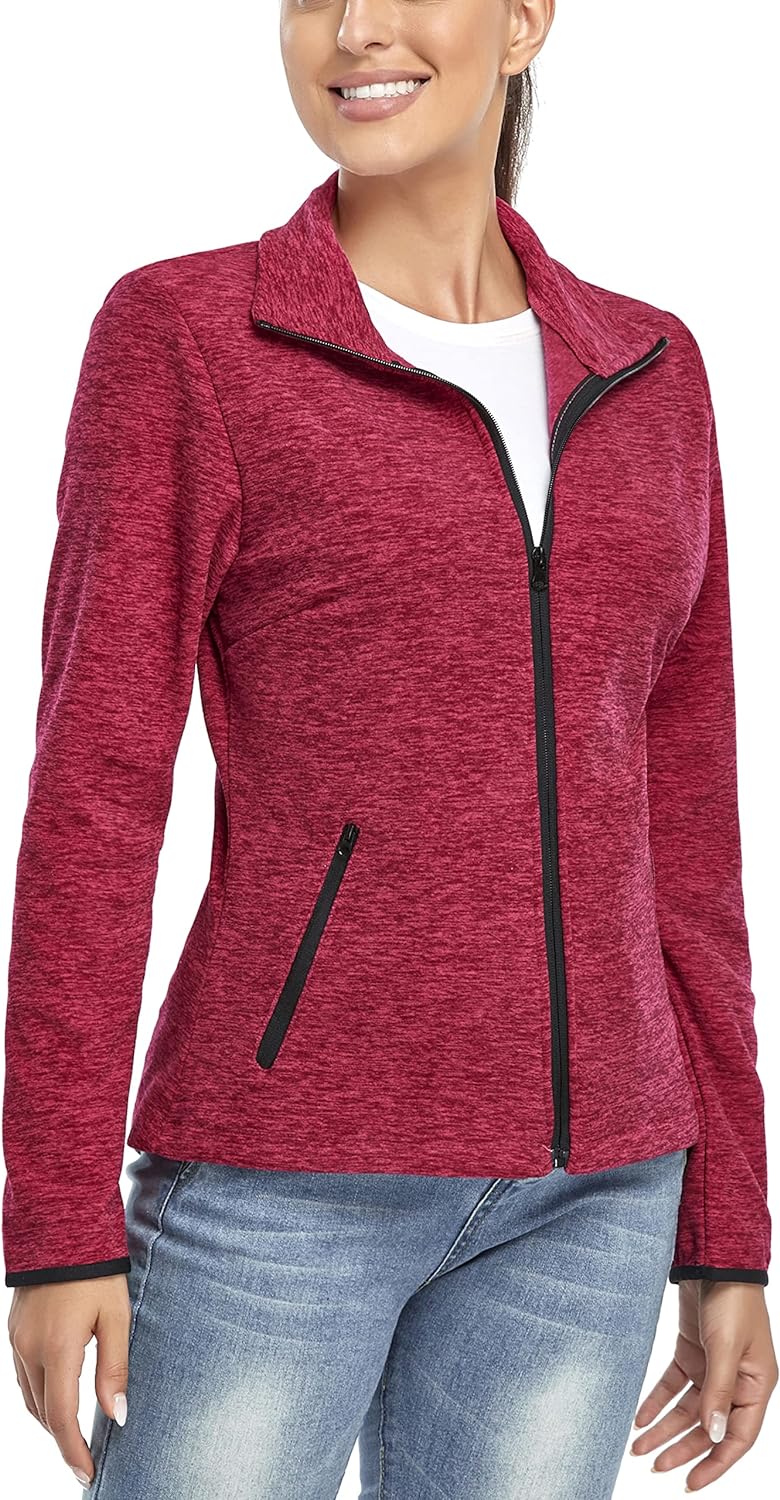 Soneven Fleecejacke Damen, Damen Fleece Jacke mit Durchgehendem Reissverschluss Langärmlig Leicht Fu