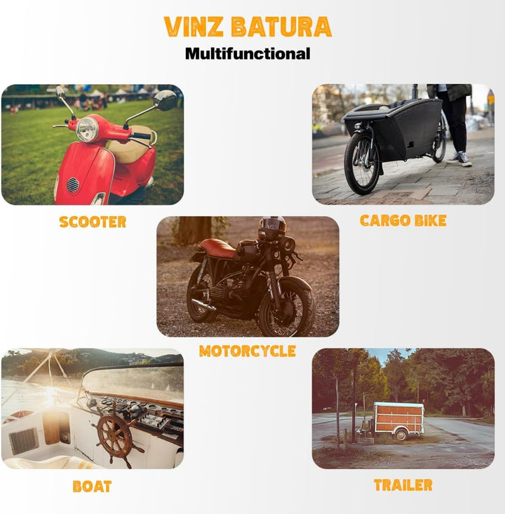 VINZ Batura Motorradschloss 150cm | Massives Kettenschloss 12mm Dicke Kette aus Gehärtetem Stahl | R