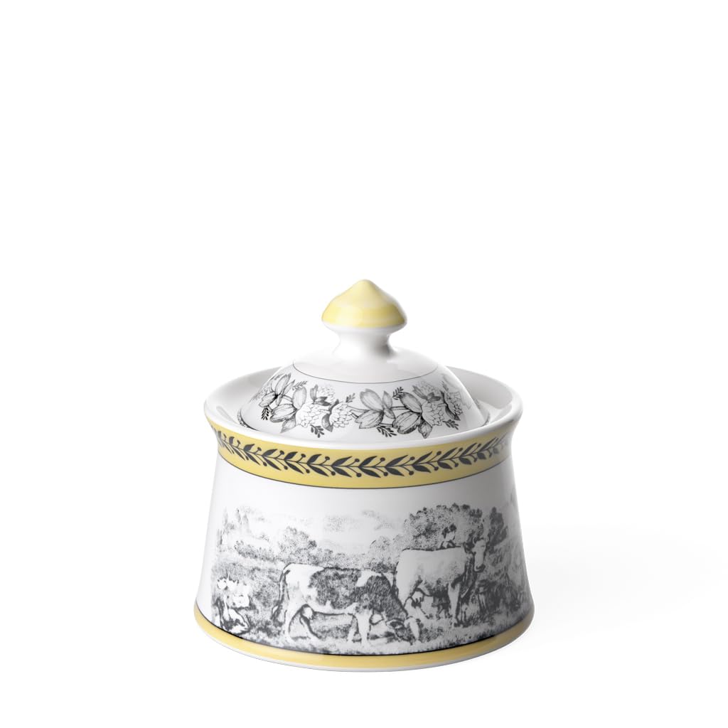 Villeroy und Boch Audun Ferme Zuckerdose, 300 ml, Höhe: 11,4 cm, Premium Porzellan, Weiss/Bunt,