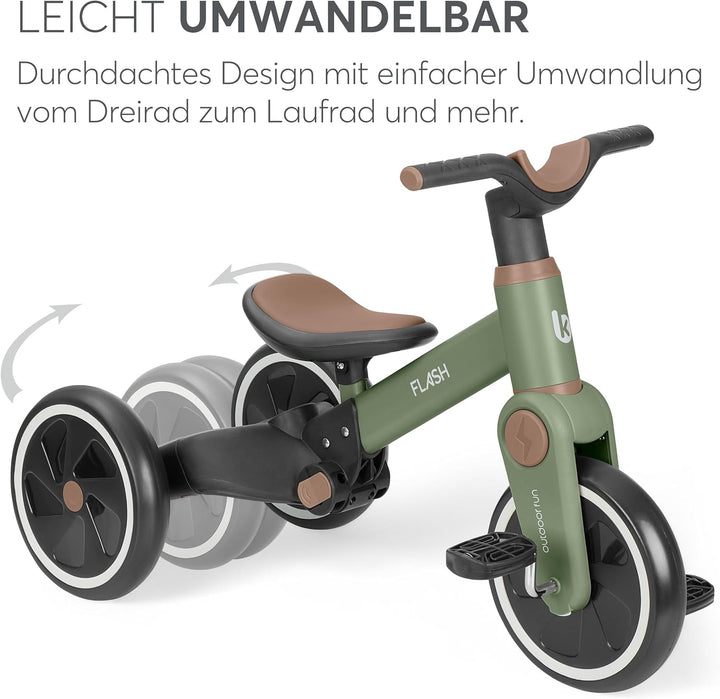 KikkaBoo Flash Dreirad Ab 2 Jahre, 5-in-1 Laufrad Und Dreirad, Umwandelbar Zum Laufrad Oder Fahrrad