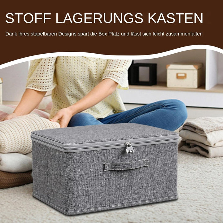 Verschliessbare Aufbewahrungsbox, 45x35x26cm Stoff Aufbewahrungsbox Mit Deckel, Faltbare Stoff Box,