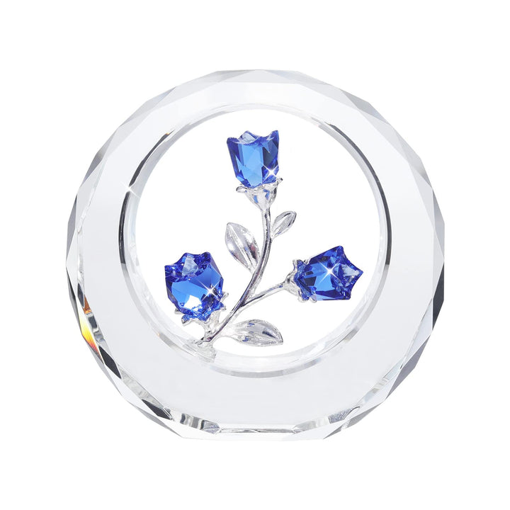LONGWIN Kristall-Tulpen Blumenfiguren mit einem äusseren runden Ring, Glas-Frühlingsstrauss Sammelfi