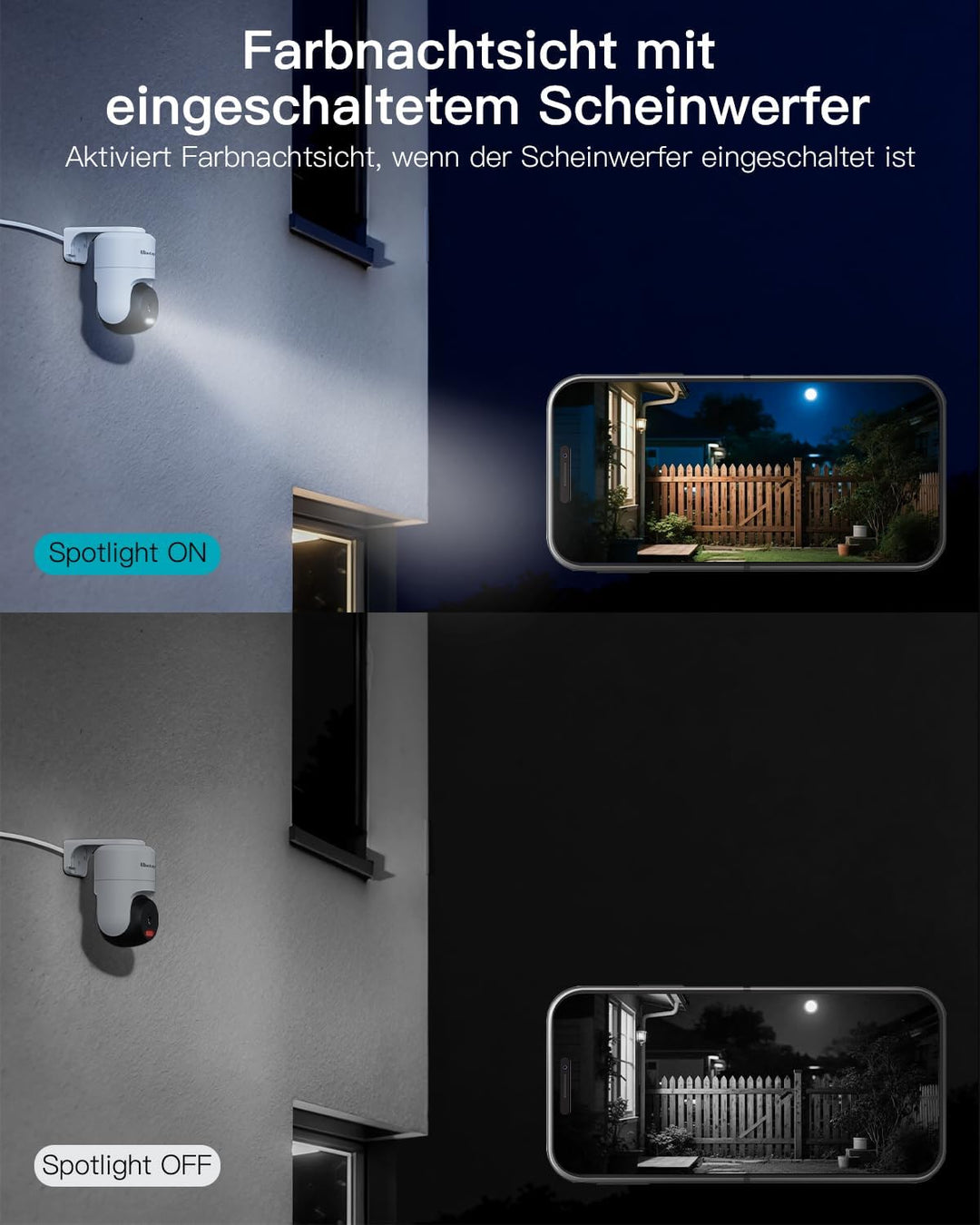 VIM TAG 2pcs 2,5K Überwachungskamera Aussen, 5G WLAN Kamera Überwachung Aussen,360°PTZ-Aussenkamera