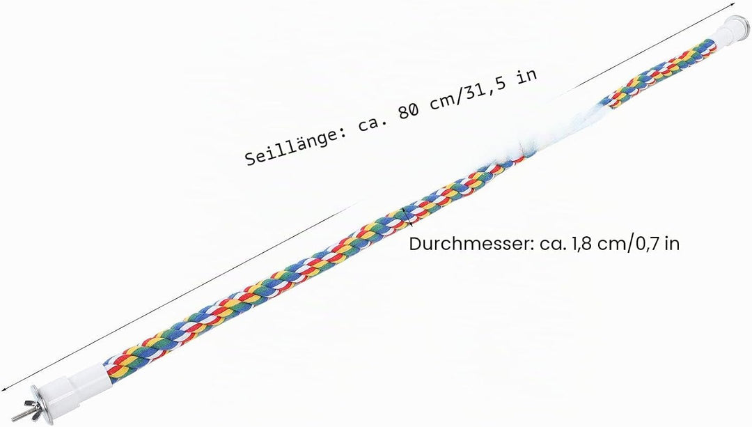 2 Stück Bird Chew Rope Bunt Gefärbte Vogel Barsch Stand Baumwolle Vogel Leiter Spielzeug für Papagei