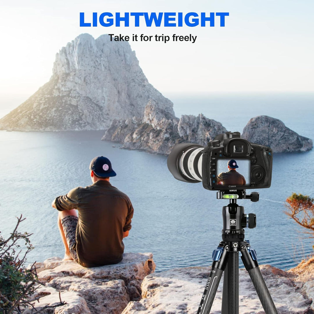 SIRUI AM124 Carbon Reise Stativ mit AM01 Kugelkopf, dreieckige Mittelsäule,leichtes Kamerastativ/Rei