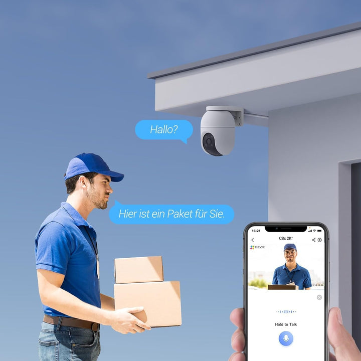 EZVIZ 5MP Pan&Tilt WLAN Kamera, Überwachungskamera Aussen mit Personen-/Fahrzeugerkennung, Zwei-Wege
