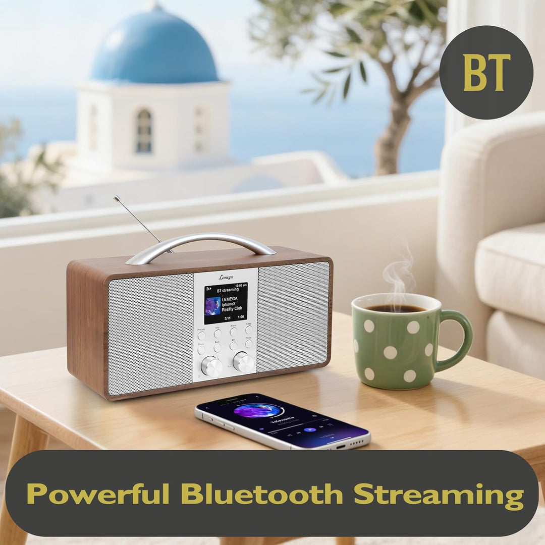 Lemega IR6 Internetradio mit Podcast-Funktion & Bluetooth - DAB/DAB+, UKW Stereo-Radio mit echtem 2.