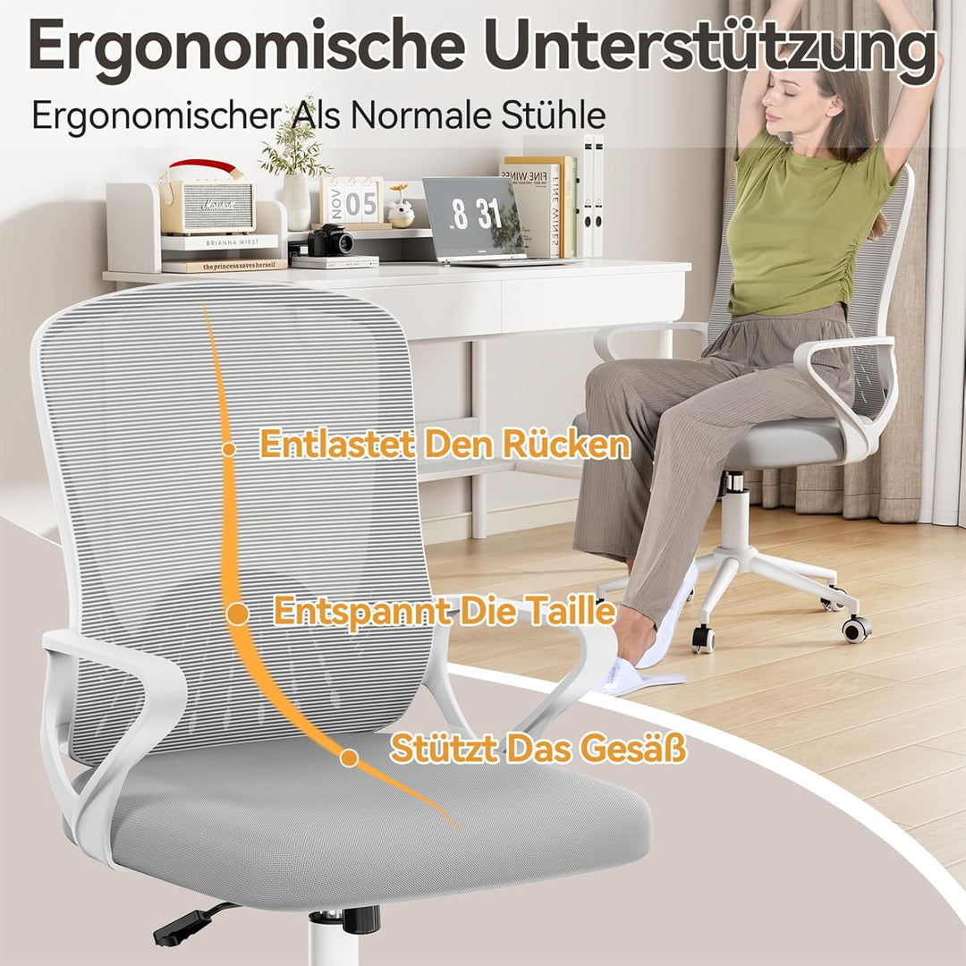 naspaluro Bürostuhl, Ergonomischer Schreibtischstuhl Mit Mesh-Abdeckung, Einzigartiger Lendenwirbels