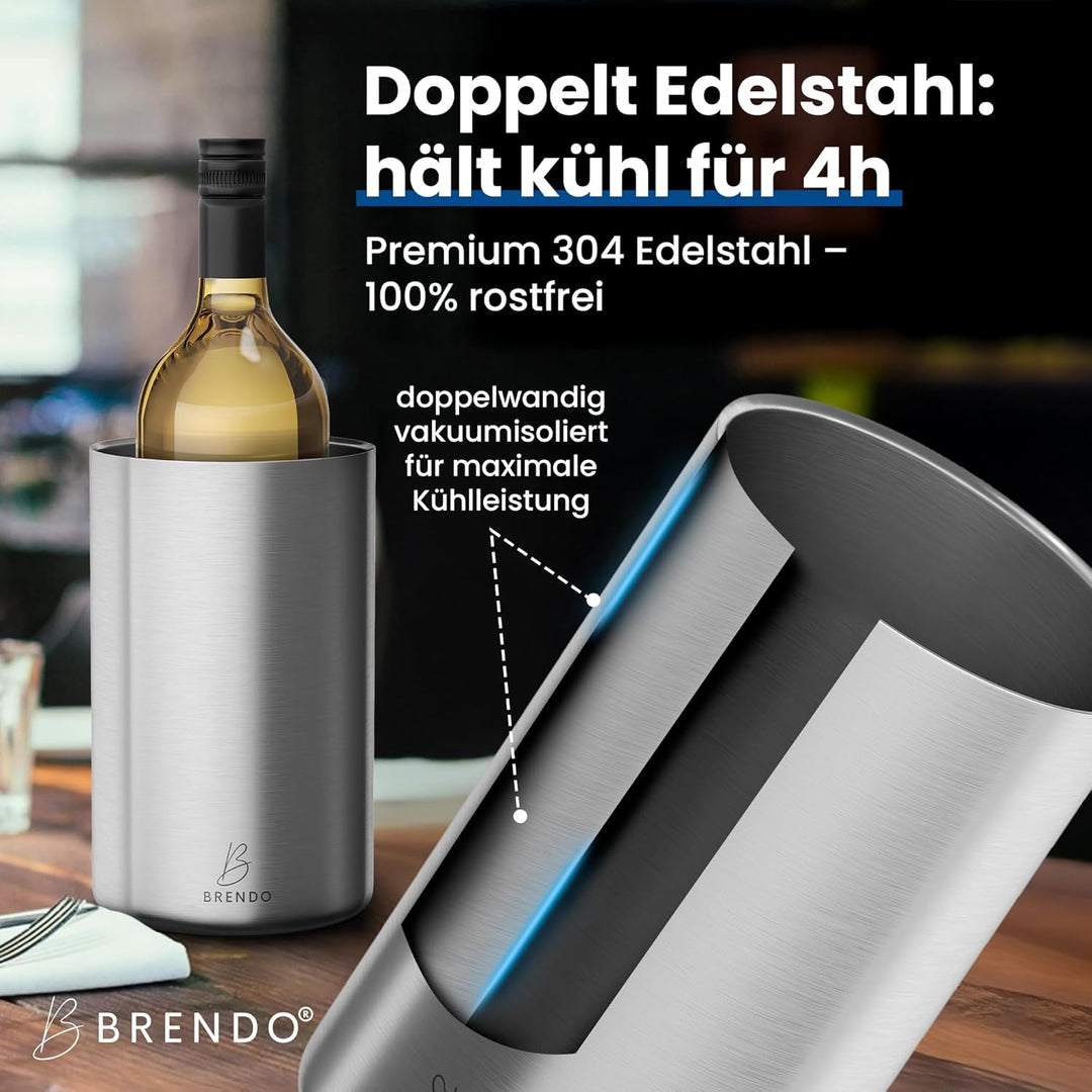 Brendo Weinkühler Edelstahl Flaschenkühler Sektkühler Champagner Wein Kühler doppelwandig isoliert |