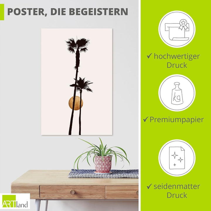 ARTland Poster Kunstdruck Wandposter Bild ohne Rahmen 60x90 cm Hochformat Minimalismus Sonne Pflanze