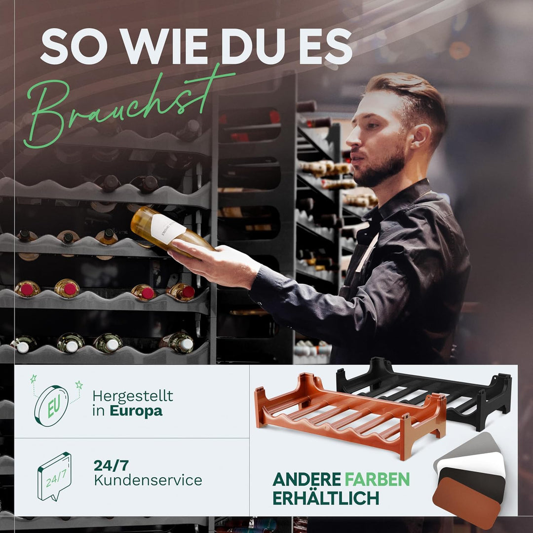 Novaliv Weinregal für 36 Flaschen | Flaschenregal schwarz | Regal stabilem Kunststoff (Schwarz, 6) 6