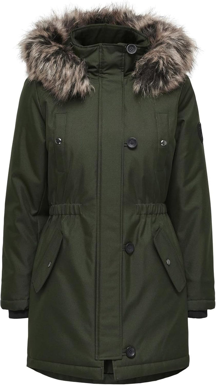 ONLY Damen Mantel XS Rosin/Detail:BROWN FUR, XS Rosin/Detail:BROWN FUR