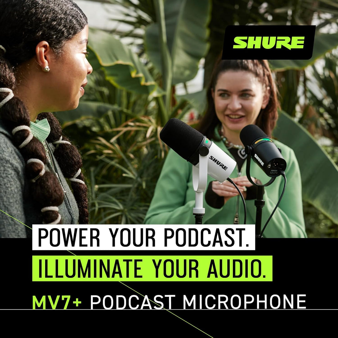 Shure MV7+ Podcast Mikrofon-Verbessertes Audio, LED-Touchpanel, USB-C- und XLR-Ausgänge, Auto-Level-