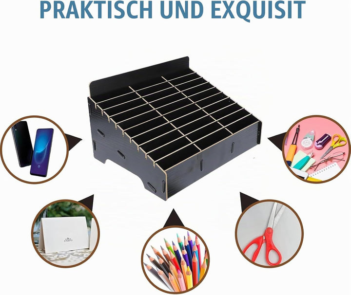 Awleynz 30 Gitter Handygarage Schule, Handy Hotel Aufbewahrungsbox Holz, Multi-Grid-Aufbewahrungsbox