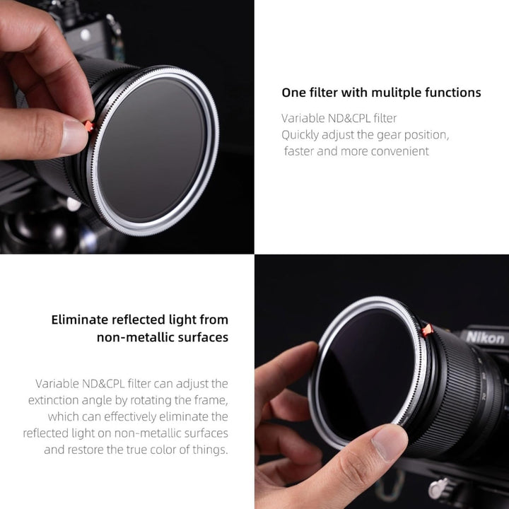 Kase 49mm Variable ND 1,5-8 Blenden + CPL 2-in-1 SLR-Kameraobjektivfilter, ND3 bis ND236 Einstellbar