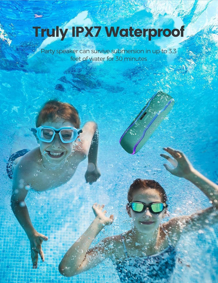 AY Bluetooth Lautsprecher Musikbox Tragbarer IPX7 Wasserdicht Bluetooth Box mit Bunten Licht und Sat