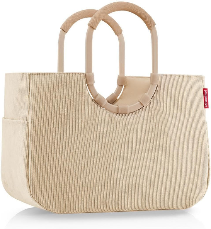 reisenthel loopshopper L cord sand – Stabile Tasche mit praktischen Fächern aus recycelten PET-Flasc
