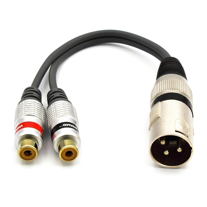 XLR Stecker auf 2x Cinch Buchse Adapter Mikrofon 3 Polig auf Chinch Audio Kabel Adapter XLR Male 2x