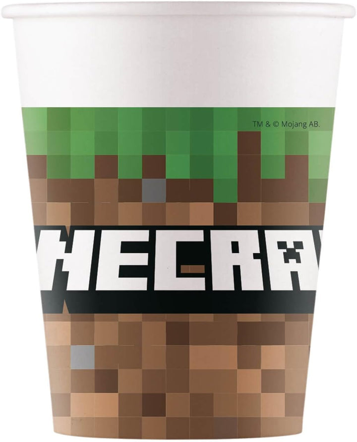 Procos - Minecraft Geburtstagsdeko, 52-Teilig, Pappteller, Becher und Servietten für Kindergeburtsta
