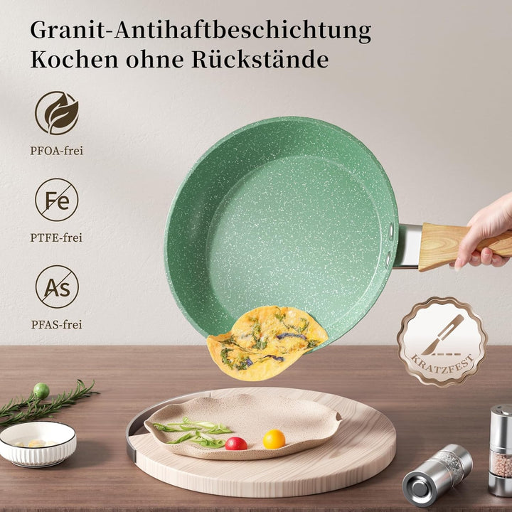 Innerwell Antihaft Bratpfanne 20cm, Pfannen Klein Induktion, Granit Antihaft Beschichtung, PFOA Frei