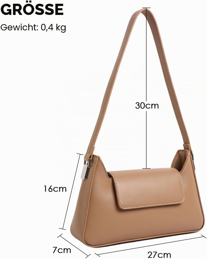 unisoul Elegante Kleine Damen Handtasche Hobo Bag Y2K Retro Schultertasche, PU Leder mit Reissversch