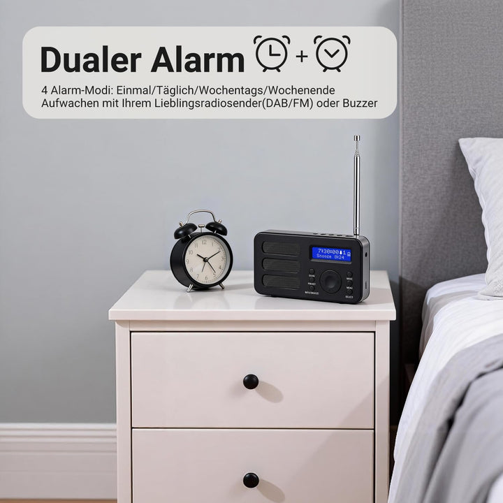 August MB225 - Tragbares Radio mit DAB+ / DAB/FM RDS-Funktion 40 Presets digitaler Radiowecker Stere