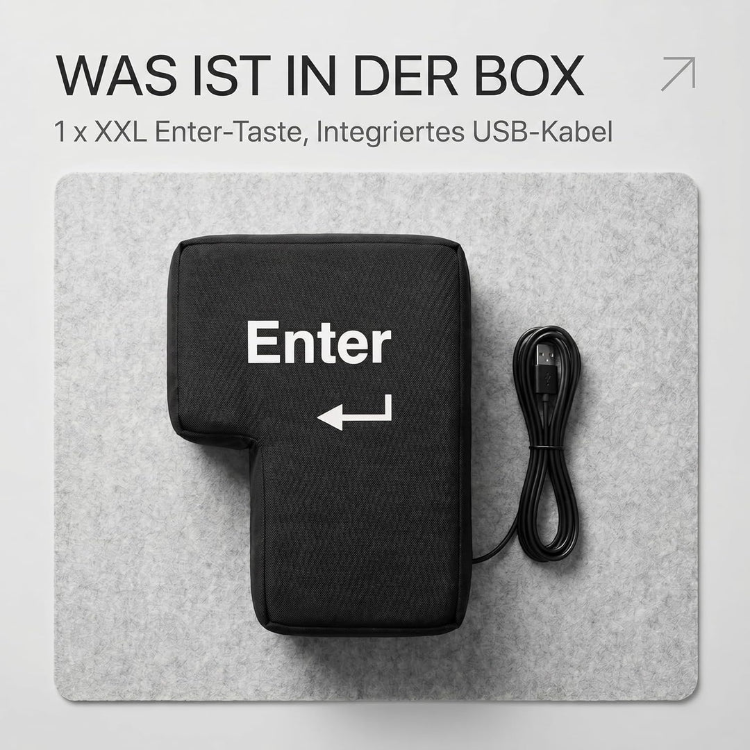 GOODS+GADGETS Big Enter Button XXL Enter-Taste mit Tisch-Kissen USB Gadget Keyboard zum Anti-Stress-