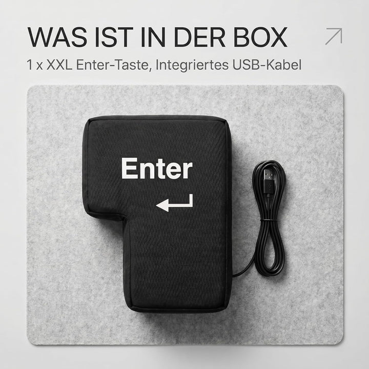 GOODS+GADGETS Big Enter Button XXL Enter-Taste mit Tisch-Kissen USB Gadget Keyboard zum Anti-Stress-