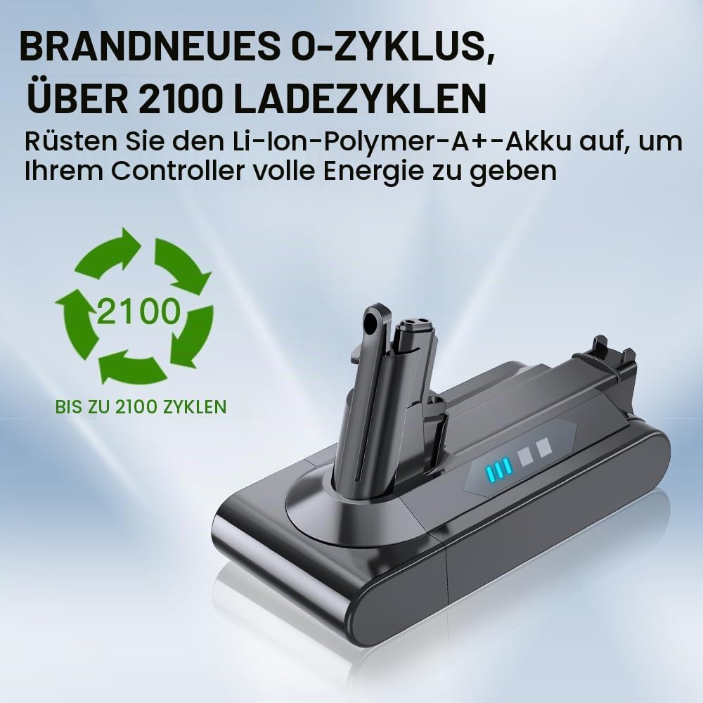 V10 Akku für Dyson V10 Serie, 8000mAh Neues Upgrade Hochkapazitäts Ersatzakku für Dyson v10 Tier/Abs