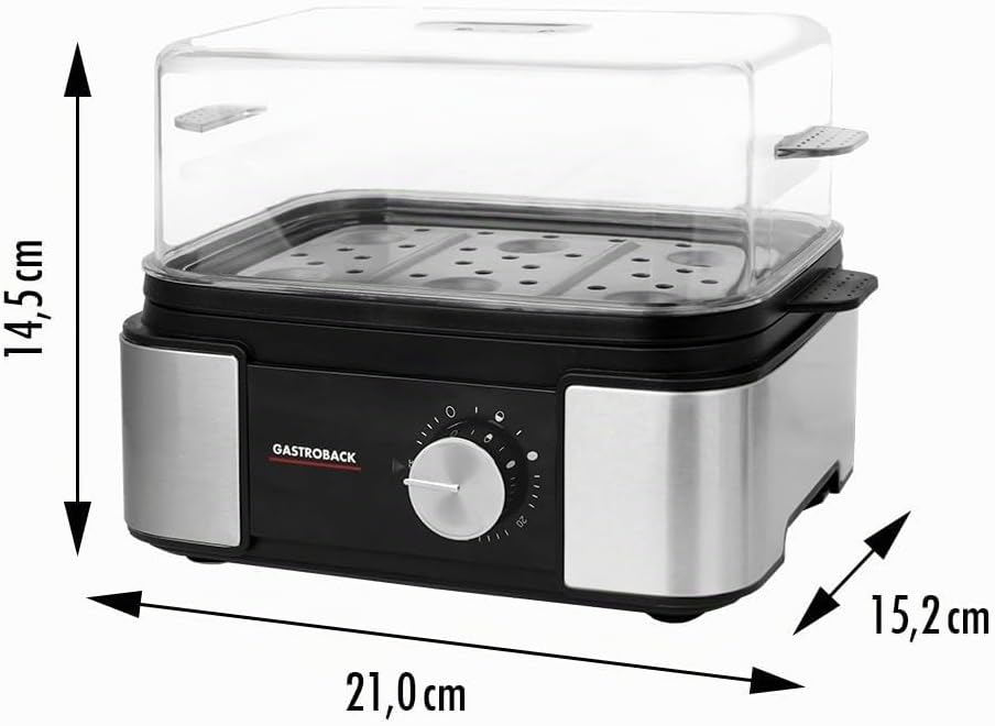 GASTROBACK Mini Eierkocher 6 Eier Edelstahl - Egg Cooker Electric | Abschaltautomatik - Egg Boiler A