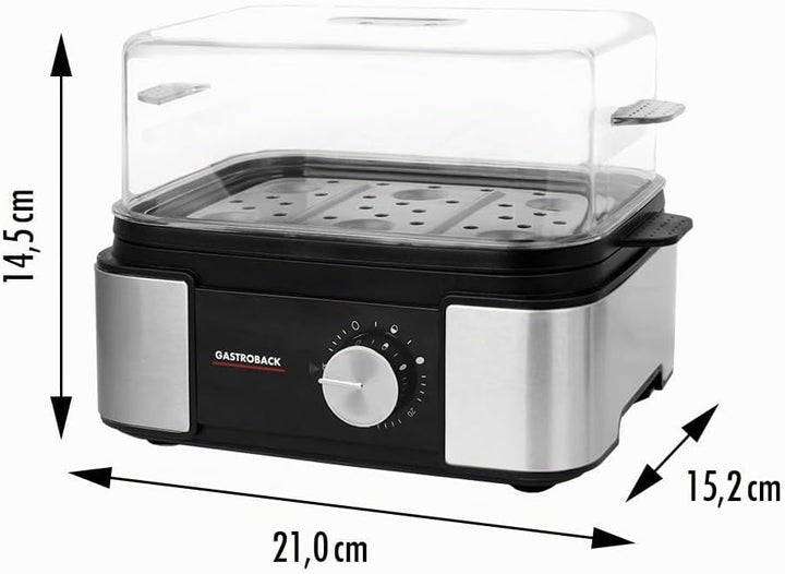 GASTROBACK Mini Eierkocher 6 Eier Edelstahl - Egg Cooker Electric | Abschaltautomatik - Egg Boiler A