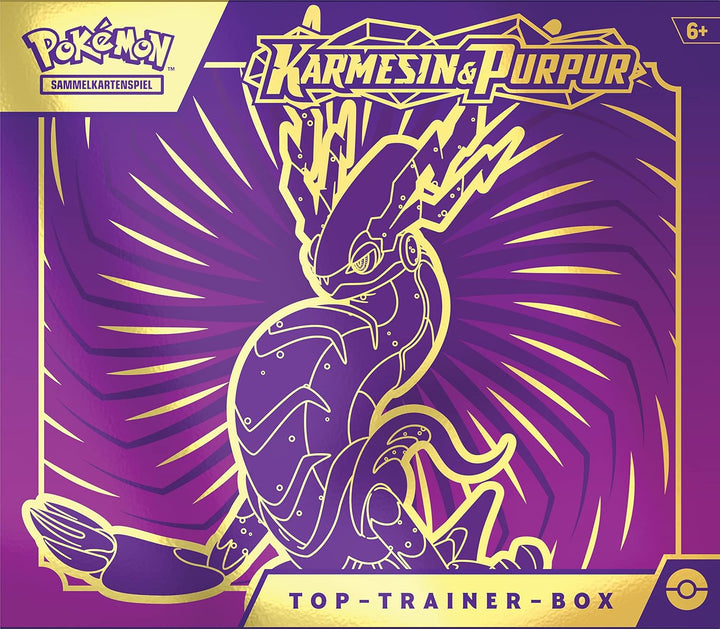 Pokémon-Sammelkartenspiel: Top-Trainer-Box Karmesin & Purpur (Miraidon) (9 Boosterpacks & Premium-Zu