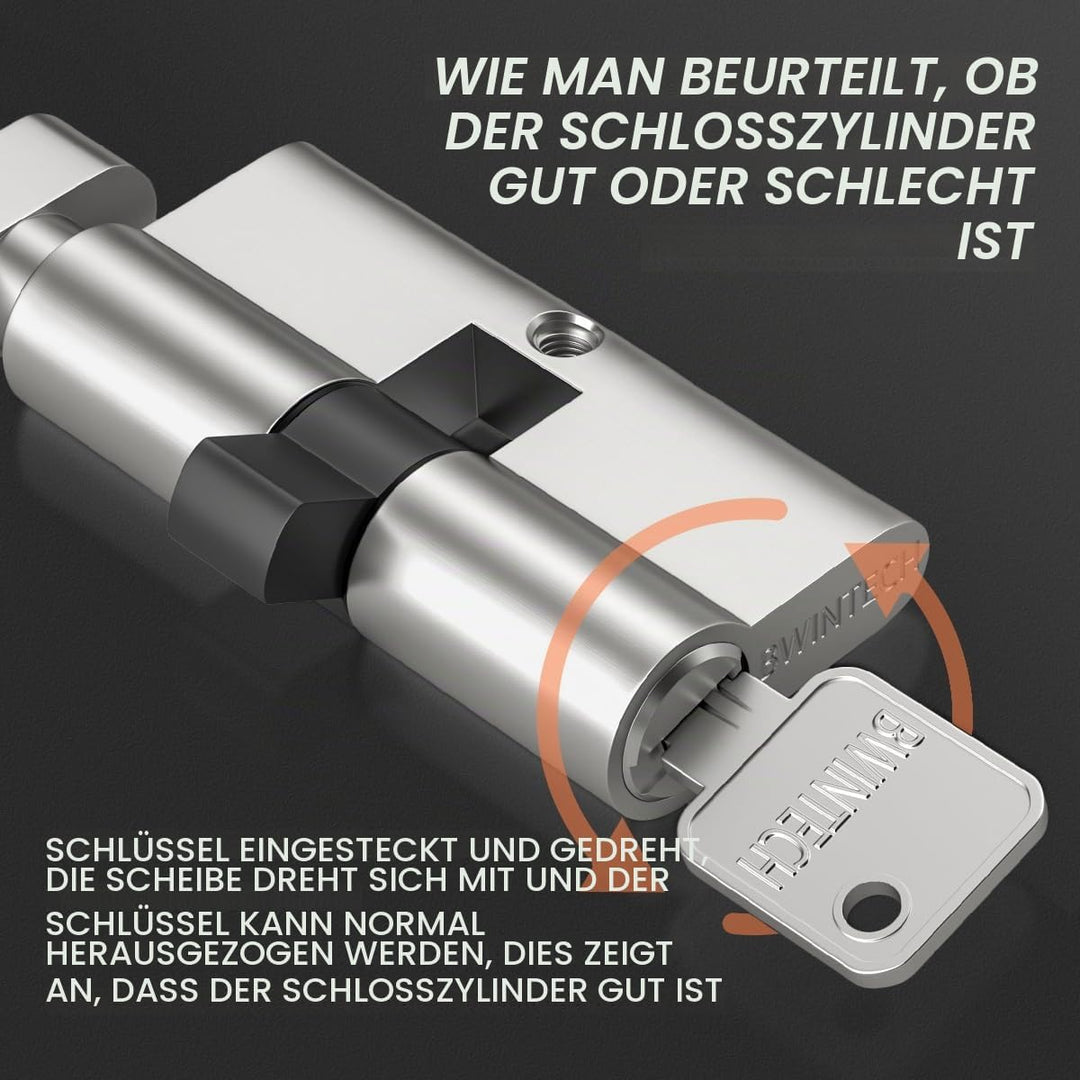 2 Stück 35T/35mm Euro Messingzylinder, 70mm Knauf/Schlüsselzylinderschloss mit 10 horizontalen Messi