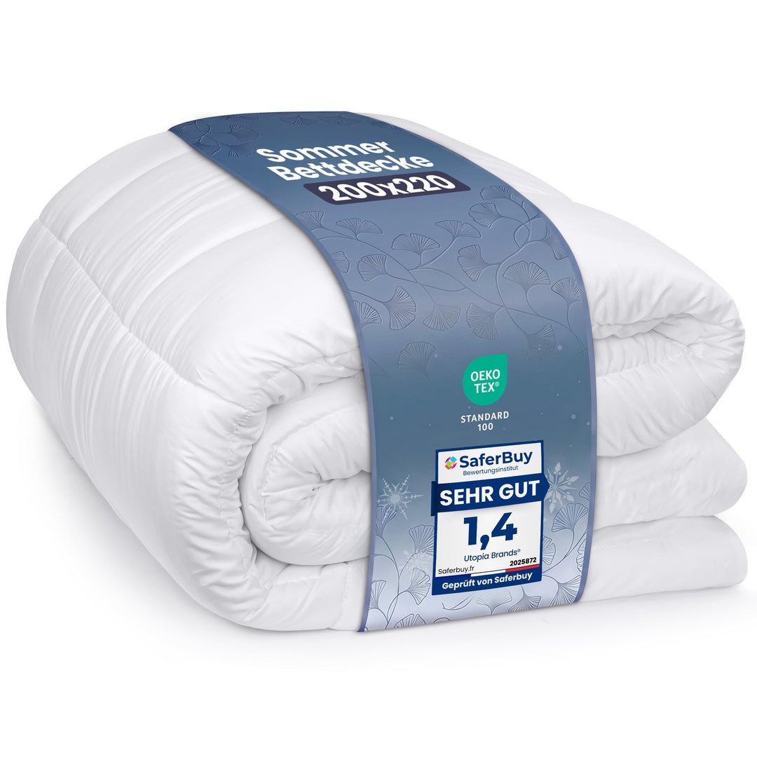 Utopia Bedding Bettdecke 200 x 220 cm, Ganzjahres-Bettdecke, Leichte Bettdecke mit Polyesterfüllung,